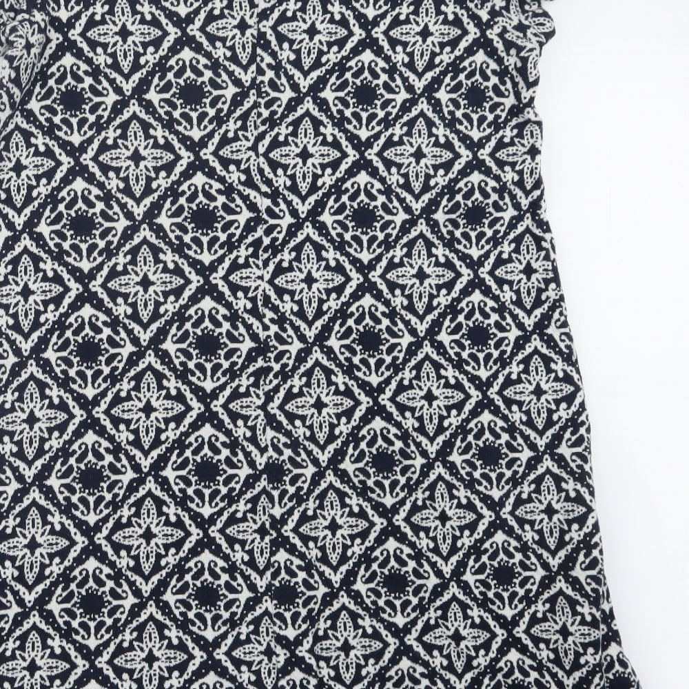 Marks & Spencer Womens Blue Geometric Knit Pullover Jumper Size 14