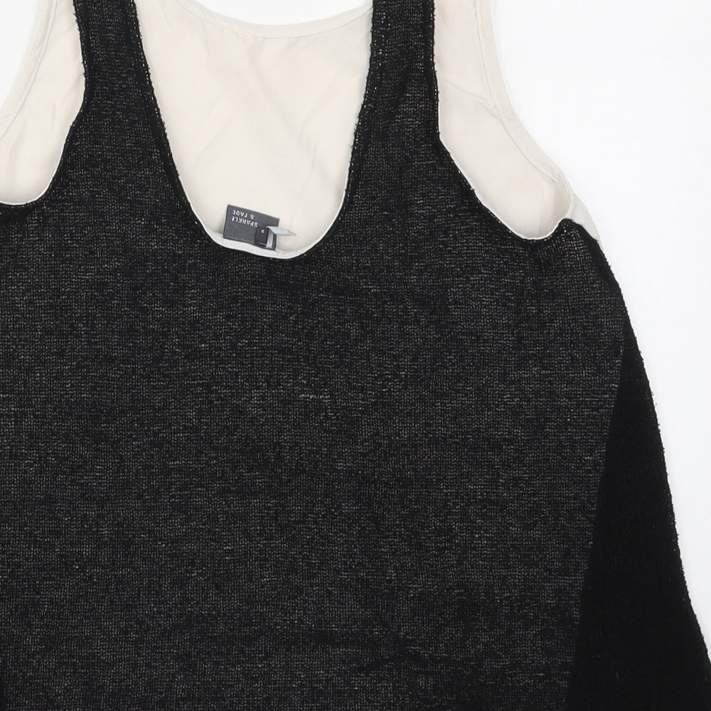 Sparkle & Fade Womens Black Basic Tank Size S - Black and White