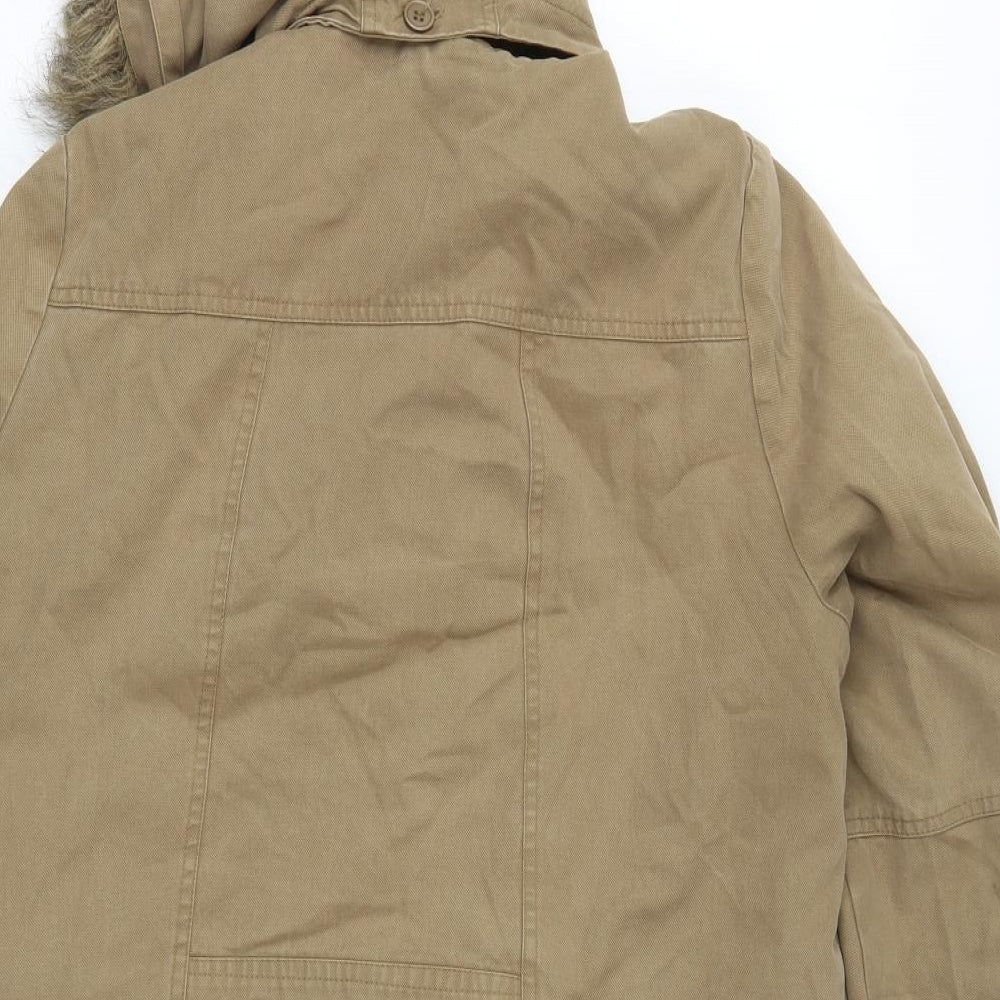Linea Womens Beige Parka Coat Size 14