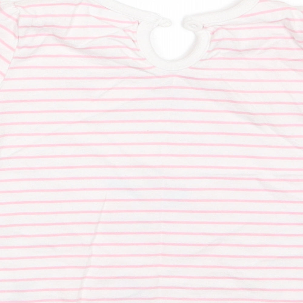 F&F Girls Pink Striped Basic T-Shirt Size 3-6 Months