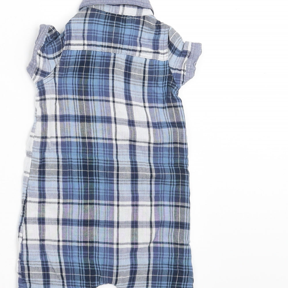 Matalan Baby Blue Plaid Romper One-Piece Size 6-9 Months