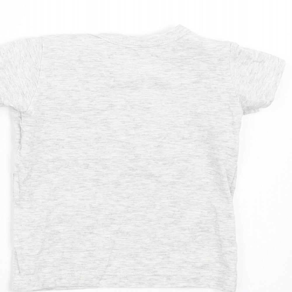 United Colors of Benetton Girls Grey Basic T-Shirt Size 3-6 Months - heart