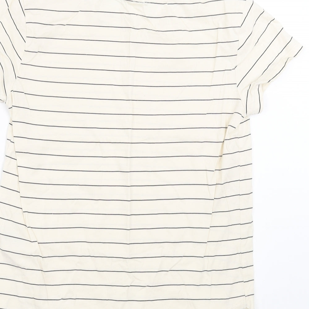 H&M Womens Beige Striped Basic T-Shirt Size XS