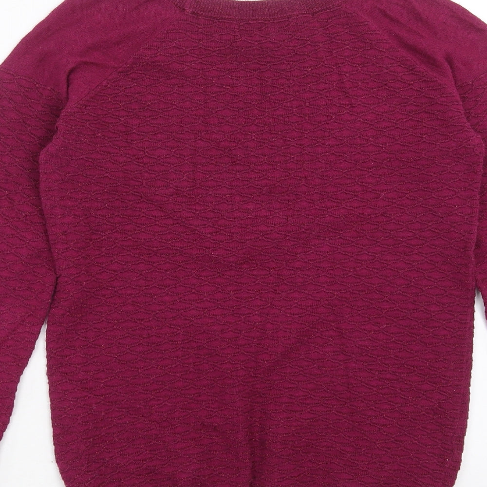 Next Womens Purple Geometric Knit Pullover Jumper Size 6
