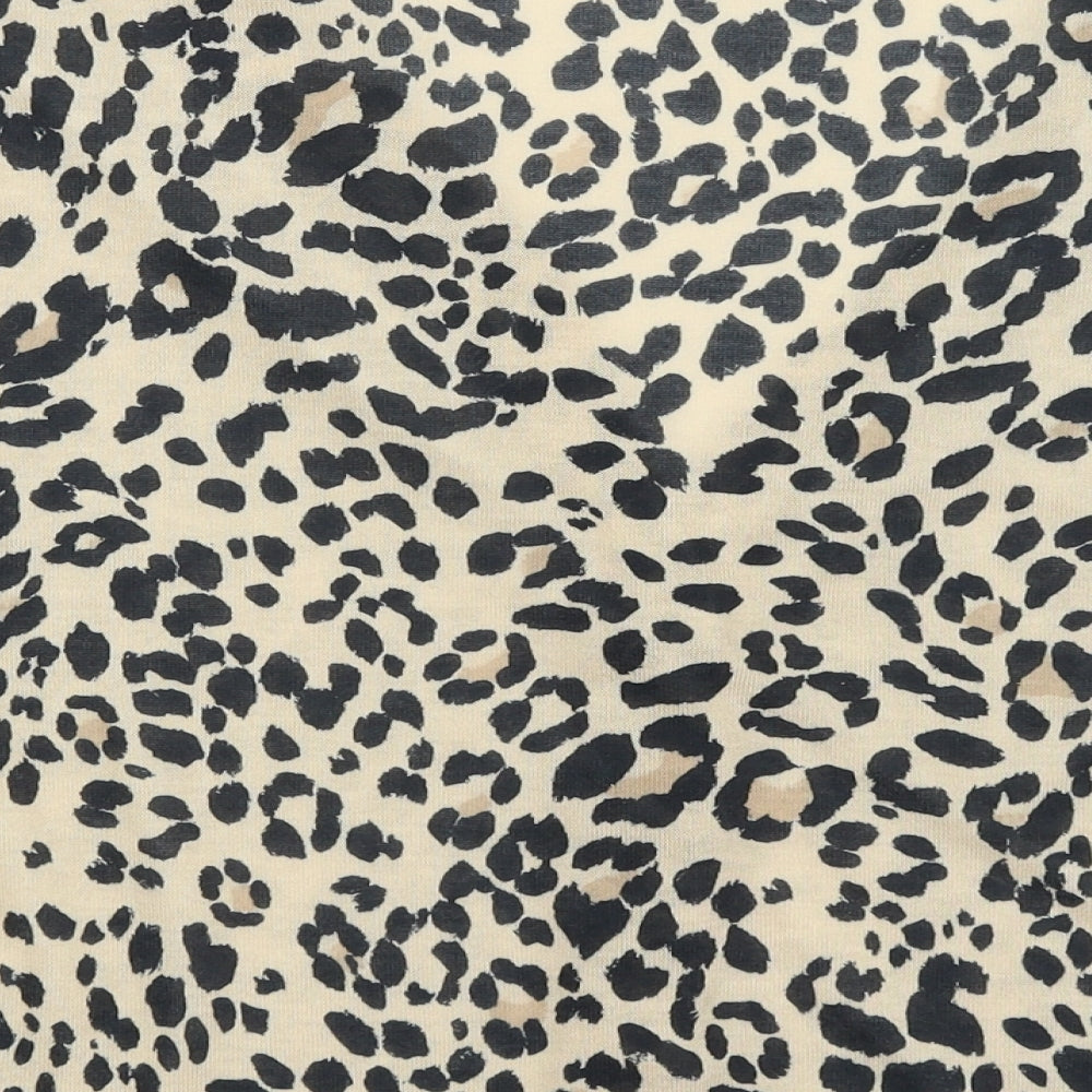 New Look Womens Orange Animal Print Basic Button-Up Size S