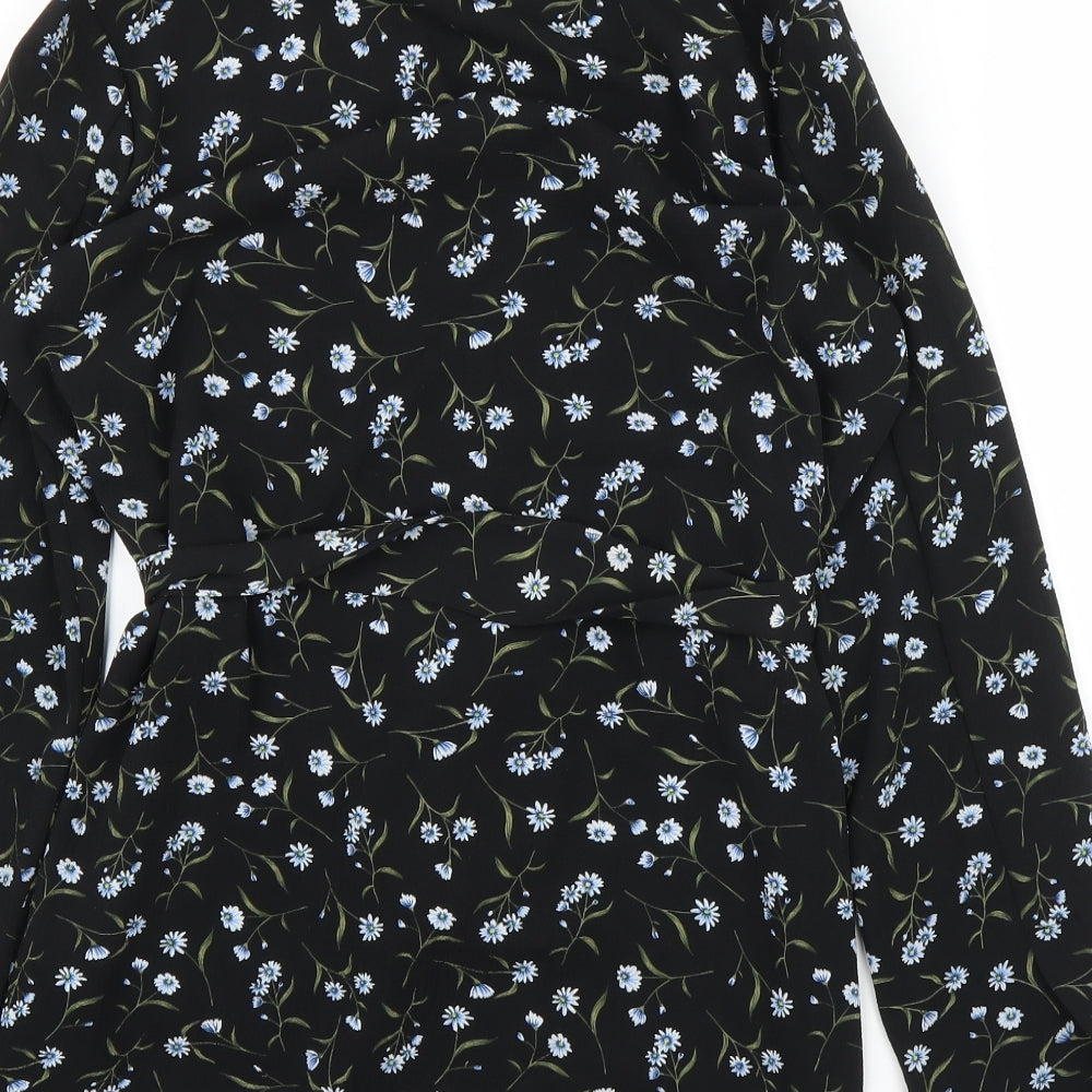 H&M Womens Black Floral Kimono Blouse Size S