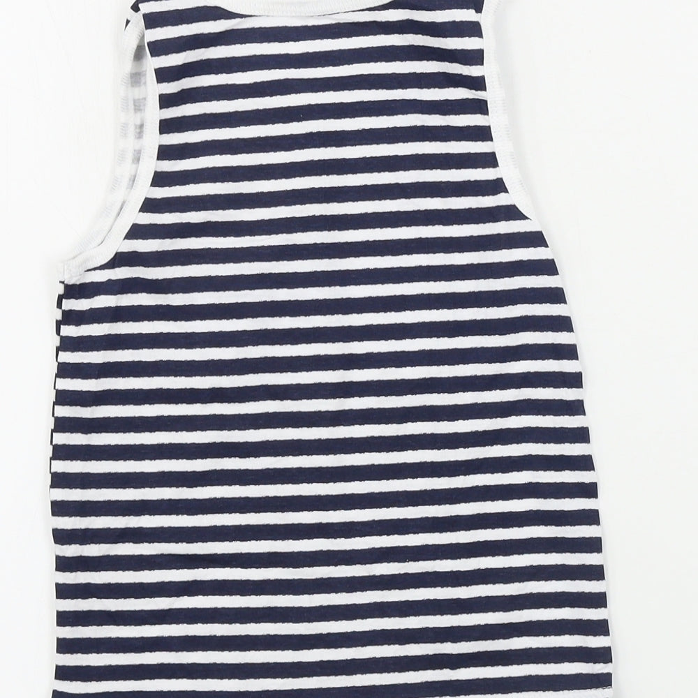 Primark Girls White Striped Basic T-Shirt Size 6-7 Years