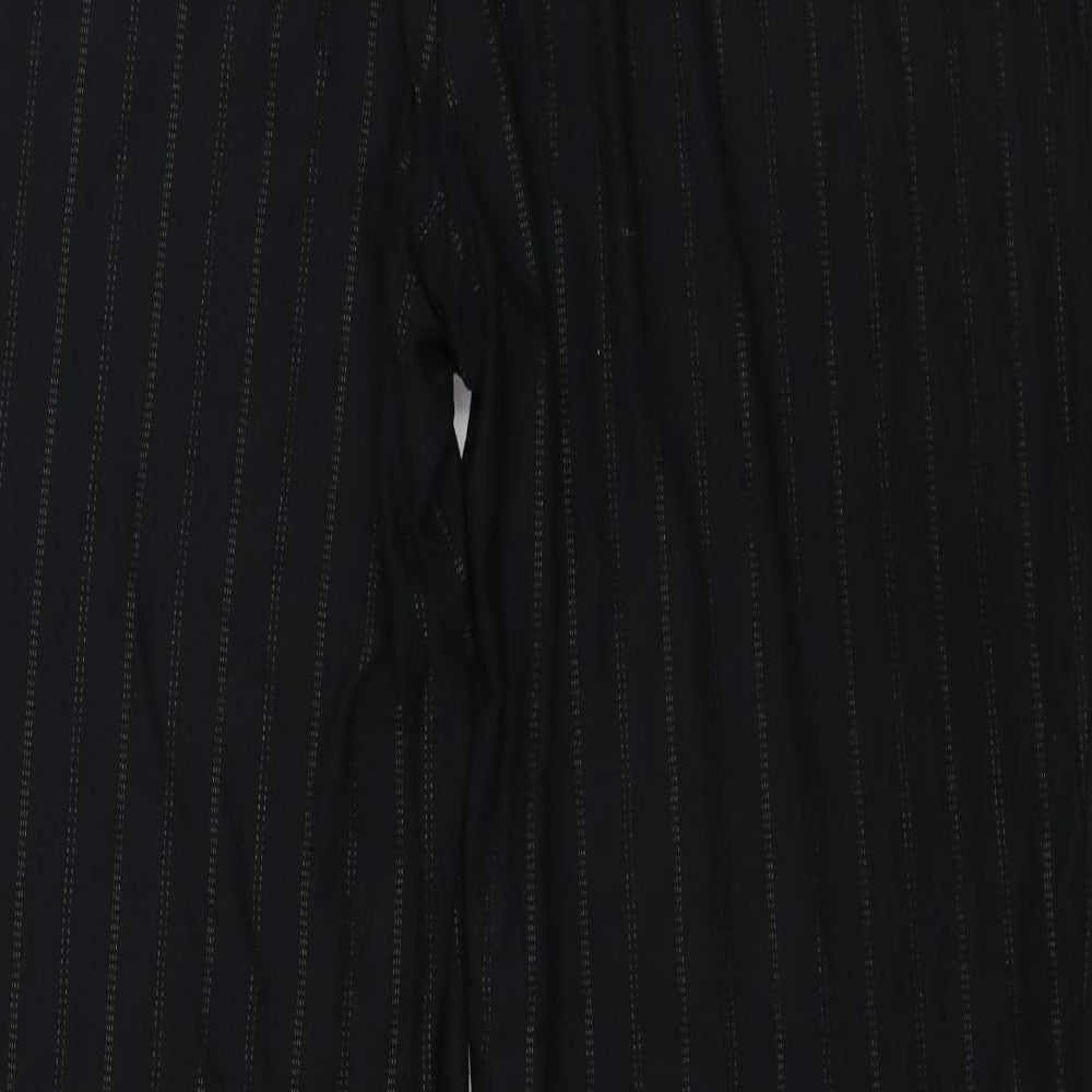 Marks & Spencer Womens Black Striped Trousers Size 18 L28 in