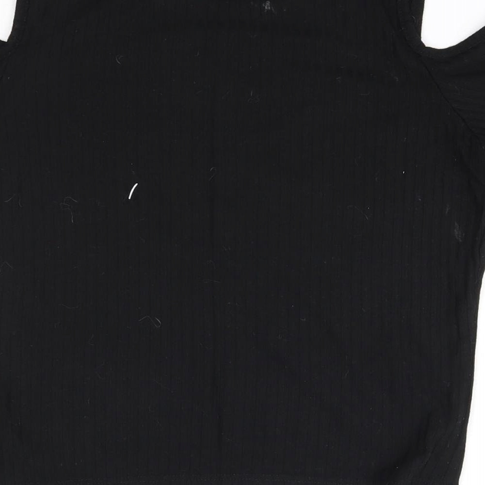 Select Womens Black Basic T-Shirt Size 8 - shoulder slits