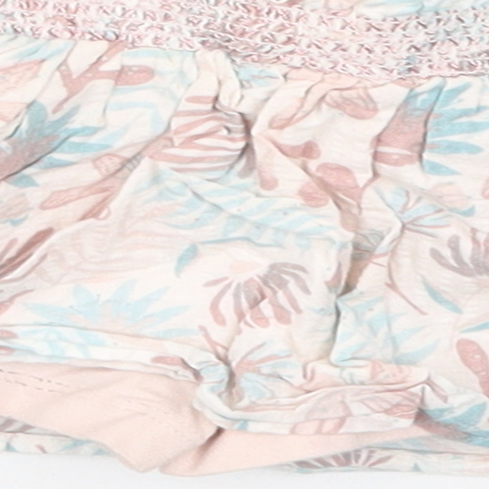 Preworn Girls Pink Floral Skater Skirt Size 9-12 Months