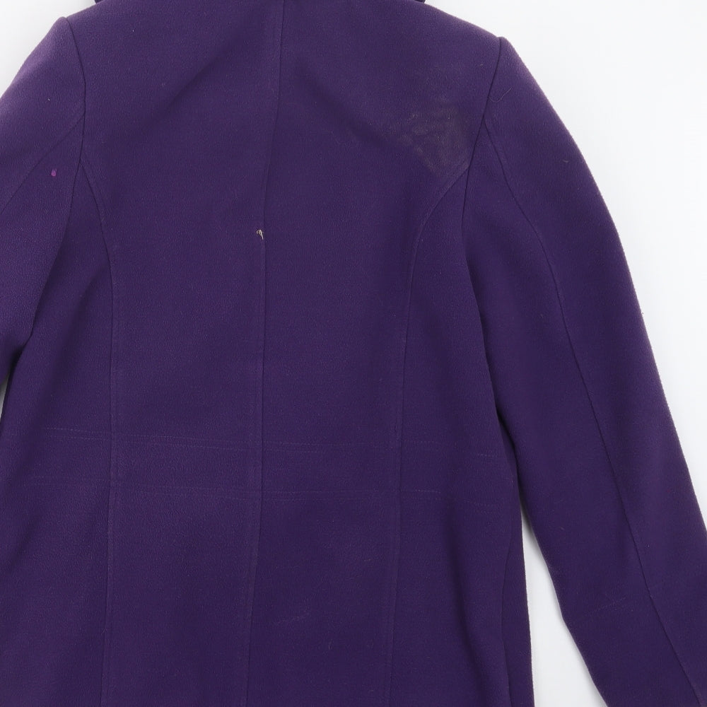 eleganze Womens Purple Pea Coat Coat Size S