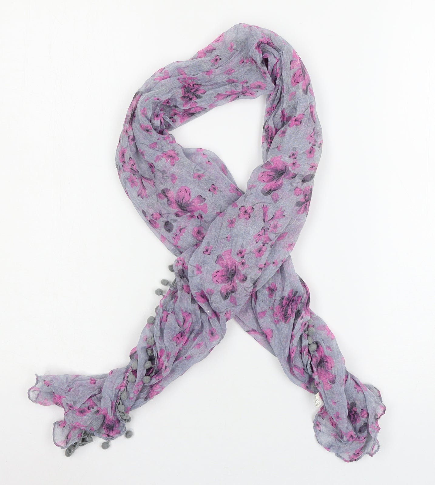Preworn Womens Grey Floral Scarf