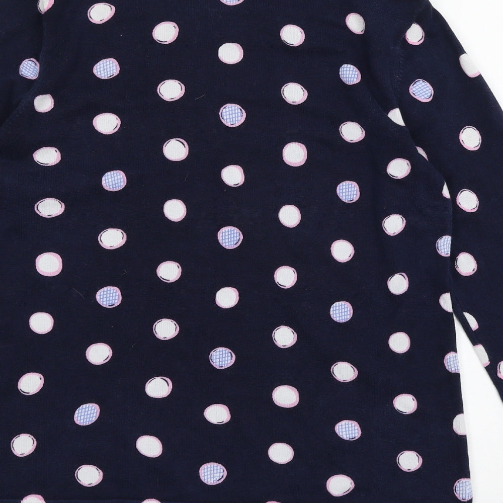 Talbots Womens Black Polka Dot Jersey Basic T-Shirt Size 12