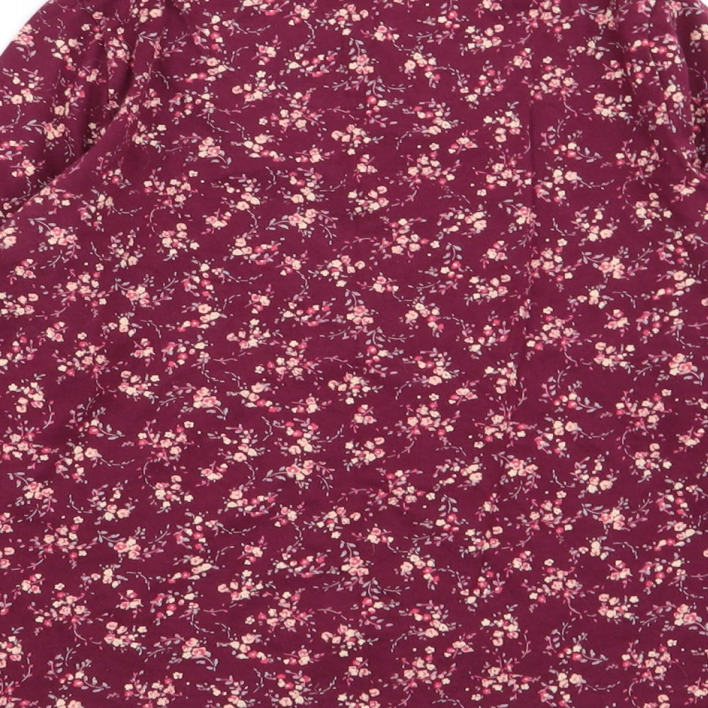 M Girls Red Floral Basic T-Shirt Size 8 Years