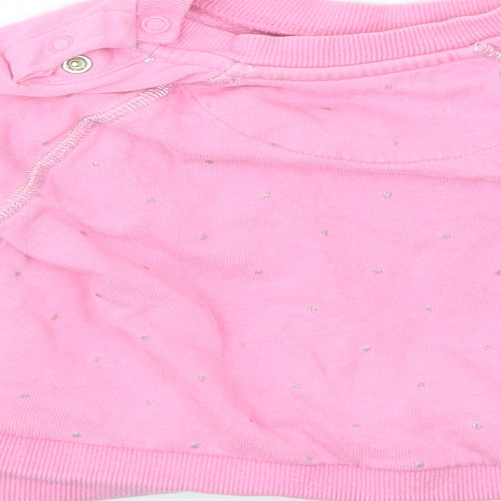 M Girls Pink Polka Dot Pullover Jumper Size 9-12 Months
