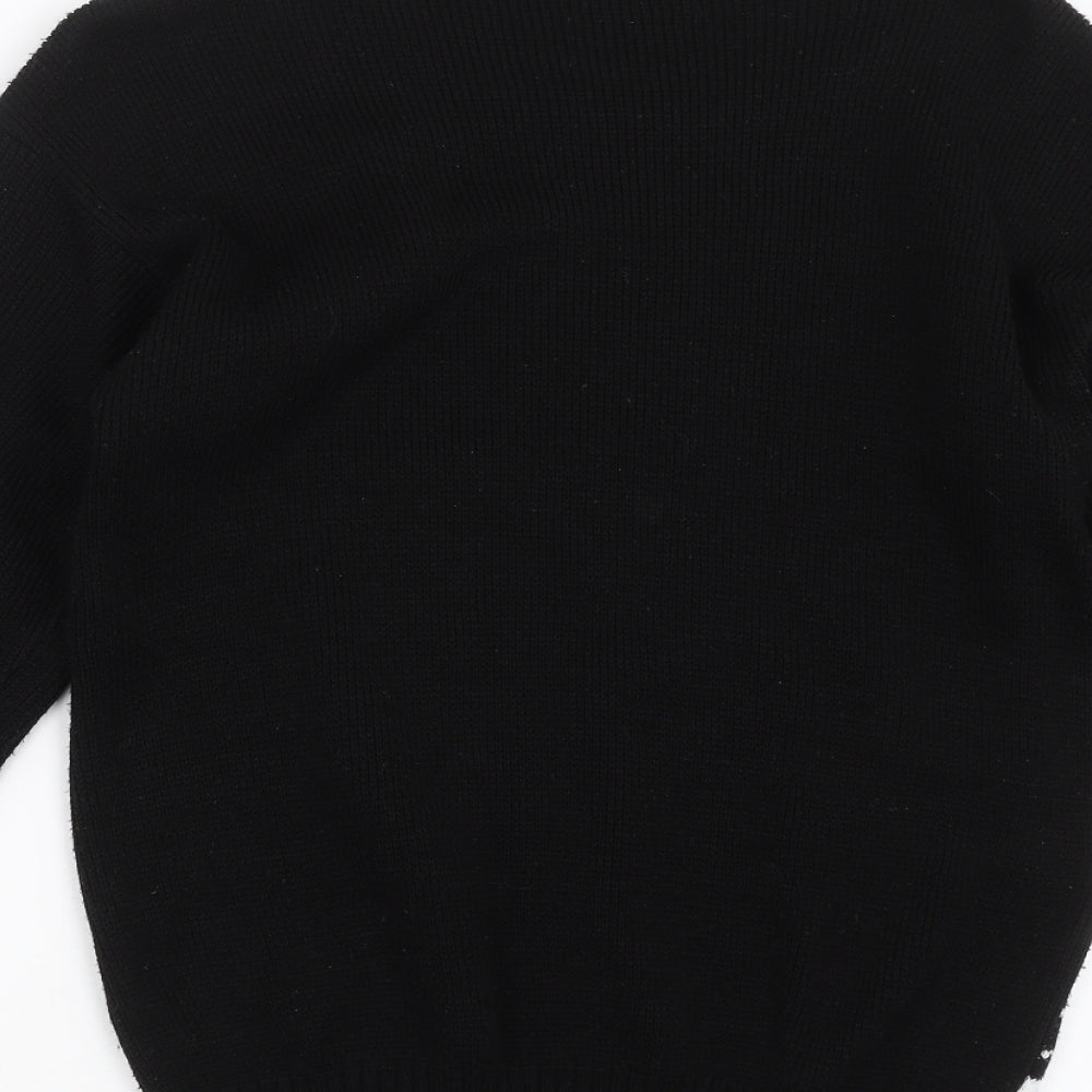 Sapphire Womens Black Knit Pullover Jumper Size M - Rudolph Christmas