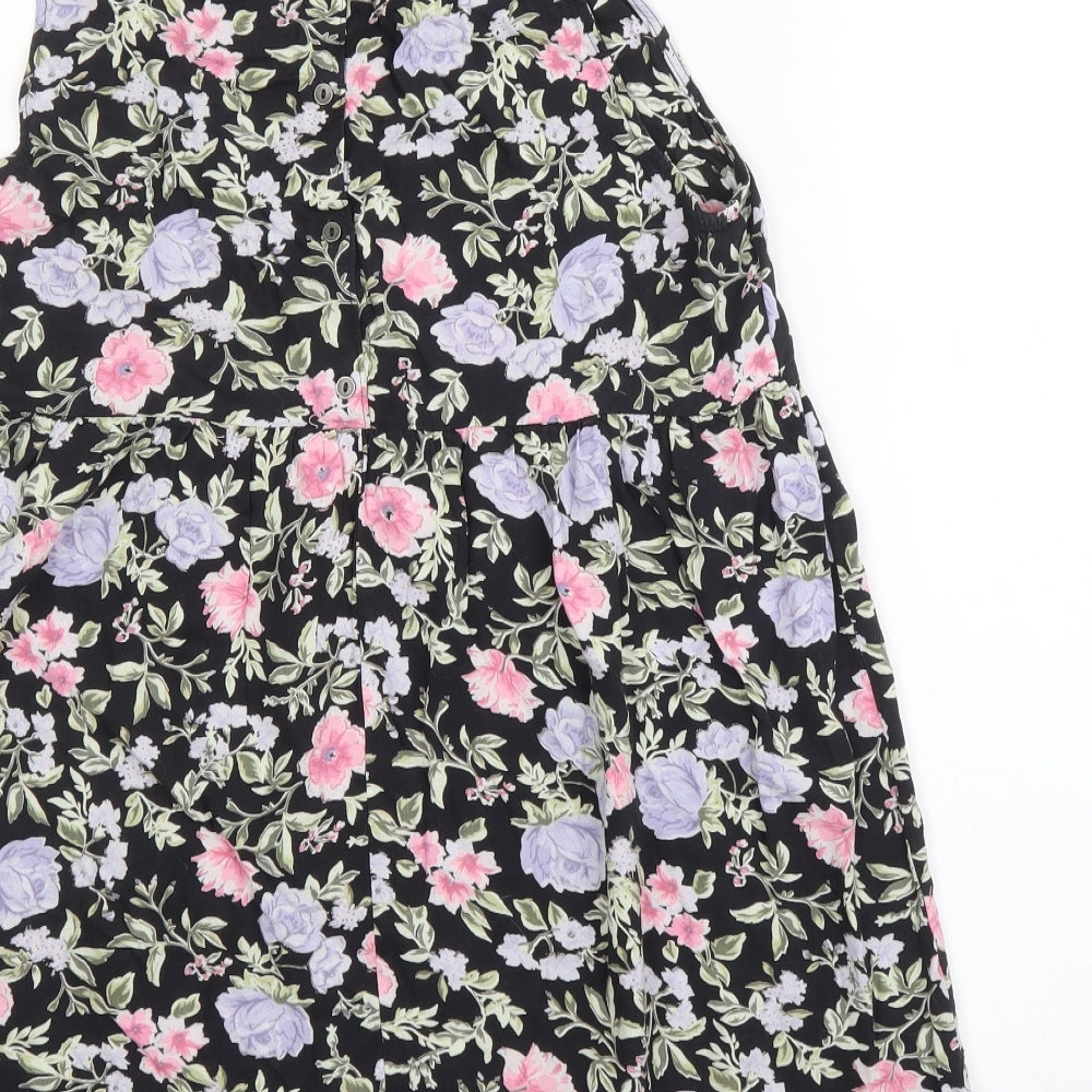 H&M Womens Black Floral A-Line Size 8