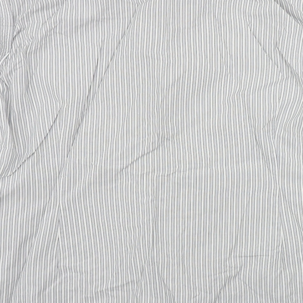 Nicole Farhi Mens Grey Striped Button-Up Size 15