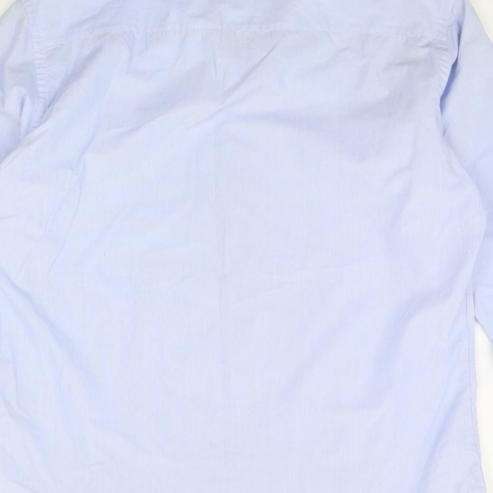 t&w Mens Blue Striped Button-Up Size 16