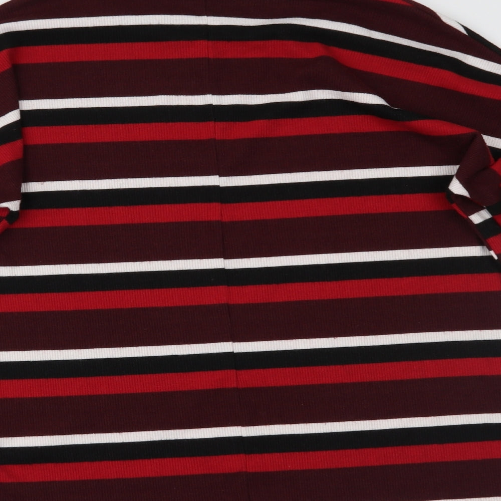 New Look Womens Red Striped Basic Blouse Size 8