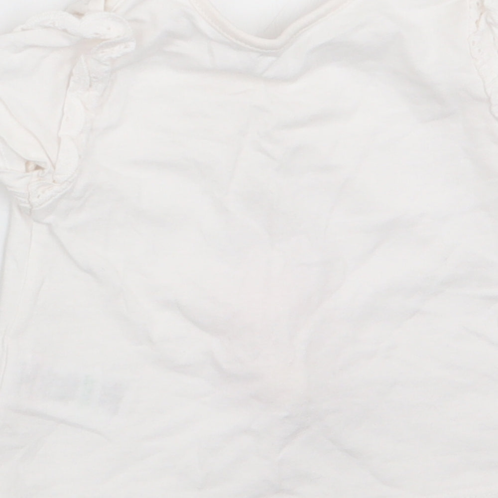 Matalan Girls Ivory Animal Print Basic T-Shirt Size 3-6 Months - Rabbit Logo