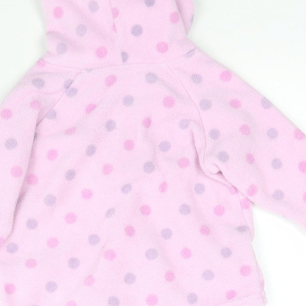 Marks & Spencer Girls Pink Polka Dot Fleece Pullover Jumper Size 3-6 Months - Hoodie