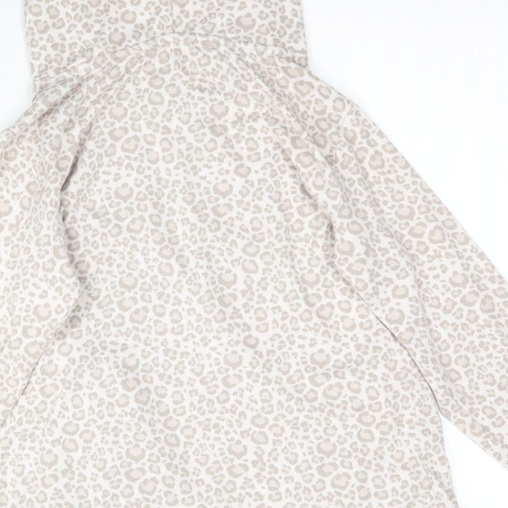 F&F Womens Beige Animal Print Pullover Hoodie Size XS