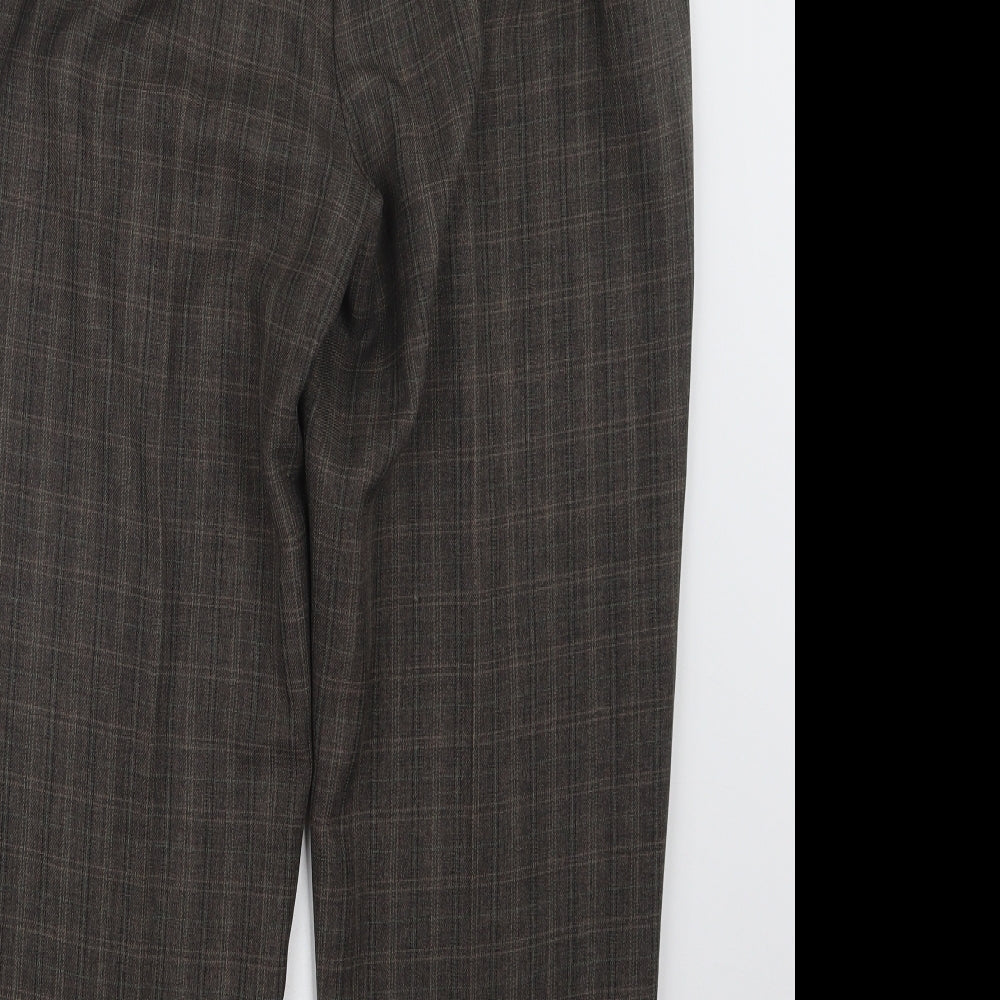 Bonmarché Womens Brown Check Trousers Size 12 L26 in