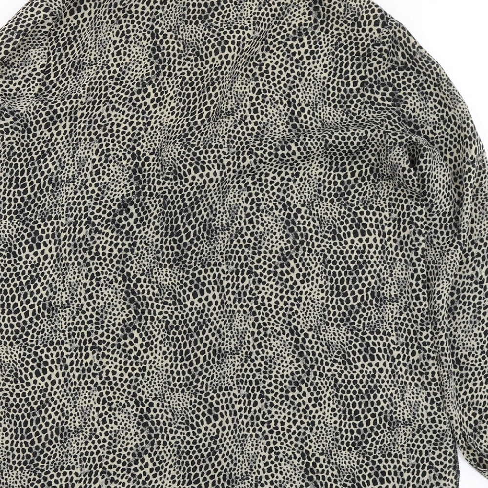 Bonmarché Womens Black Animal Print Basic Blouse Size 12