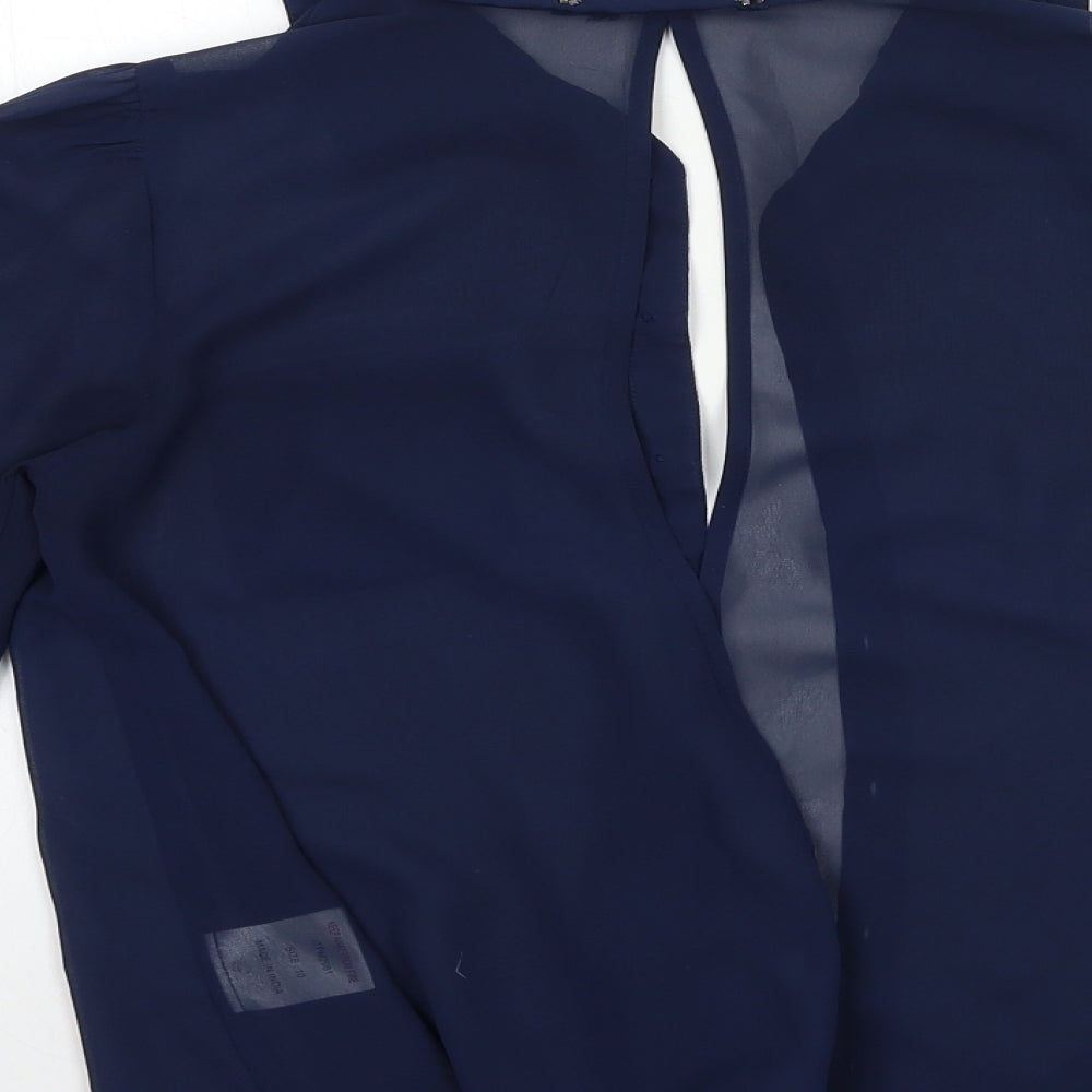 Miso Womens Blue Basic Blouse Size 10 - OPEN BACK