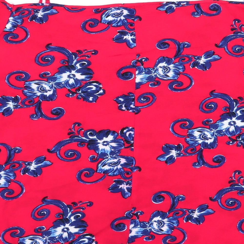 Brand and care label for Papaya women’s red floral basic blouse, size UK 16