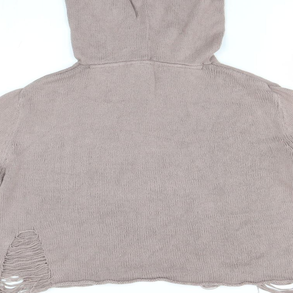H&M Womens Brown Knit Pullover Hoodie Size M