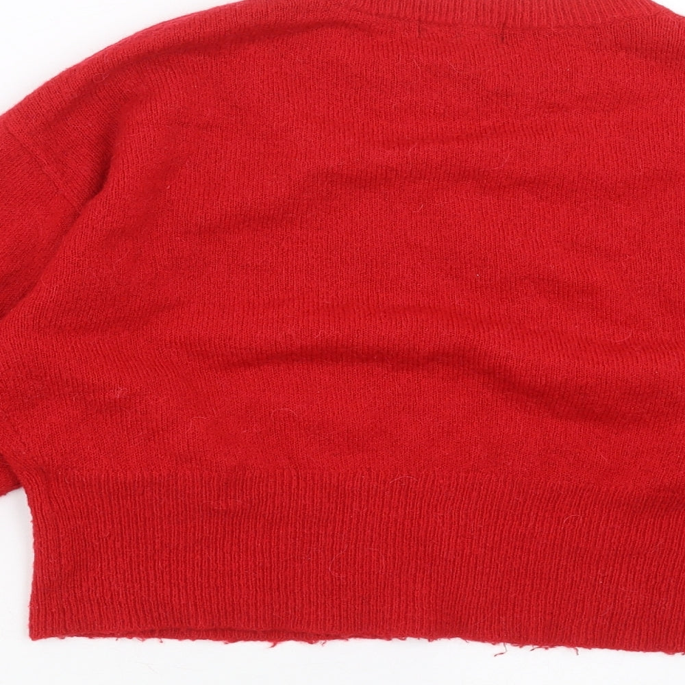 New Look Womens Red Knit Pullover Jumper Size M