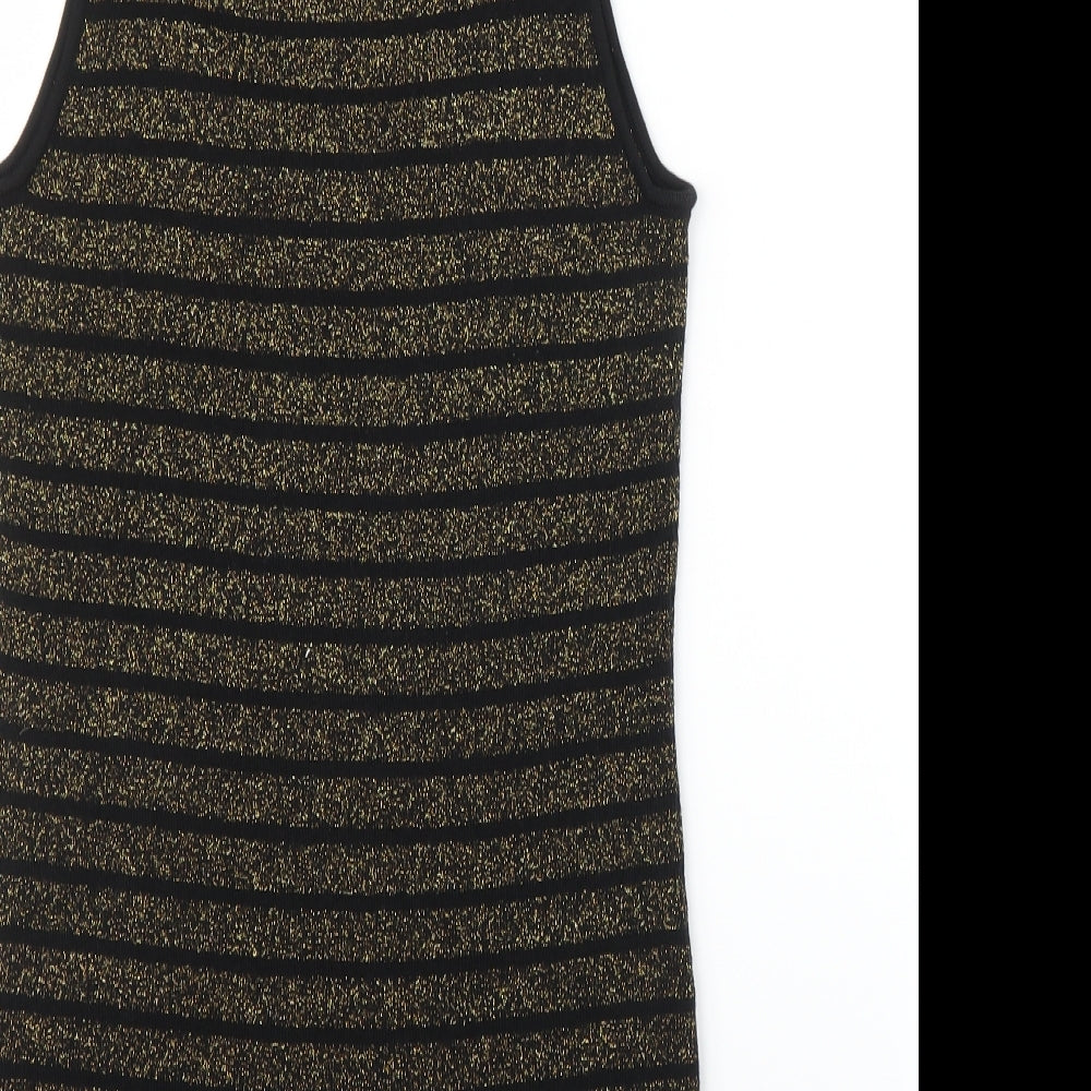 Oasis Womens Black Striped Basic Tank Size 14