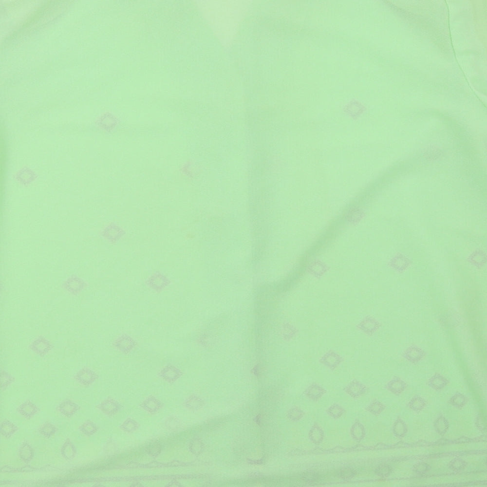 Preworn Womens Green Geometric Basic Blouse Size 14