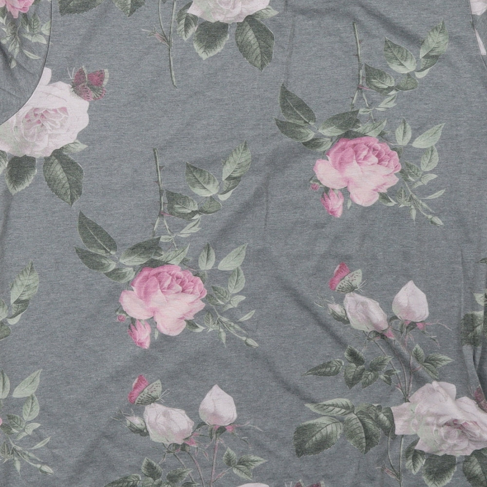 Next Womens Grey Floral Pyjama Top Size M