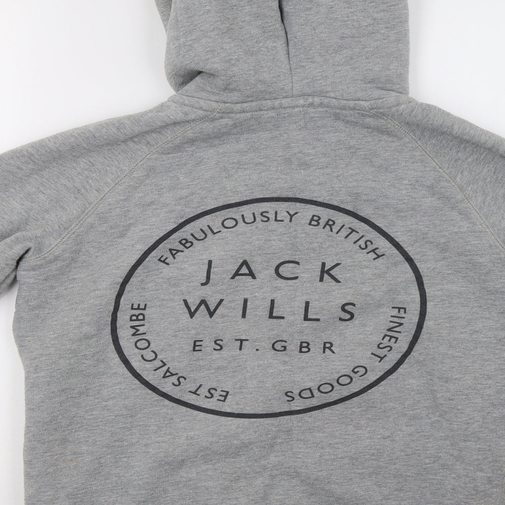 Jack Wills Womens Grey Full Zip Hoodie Size 6