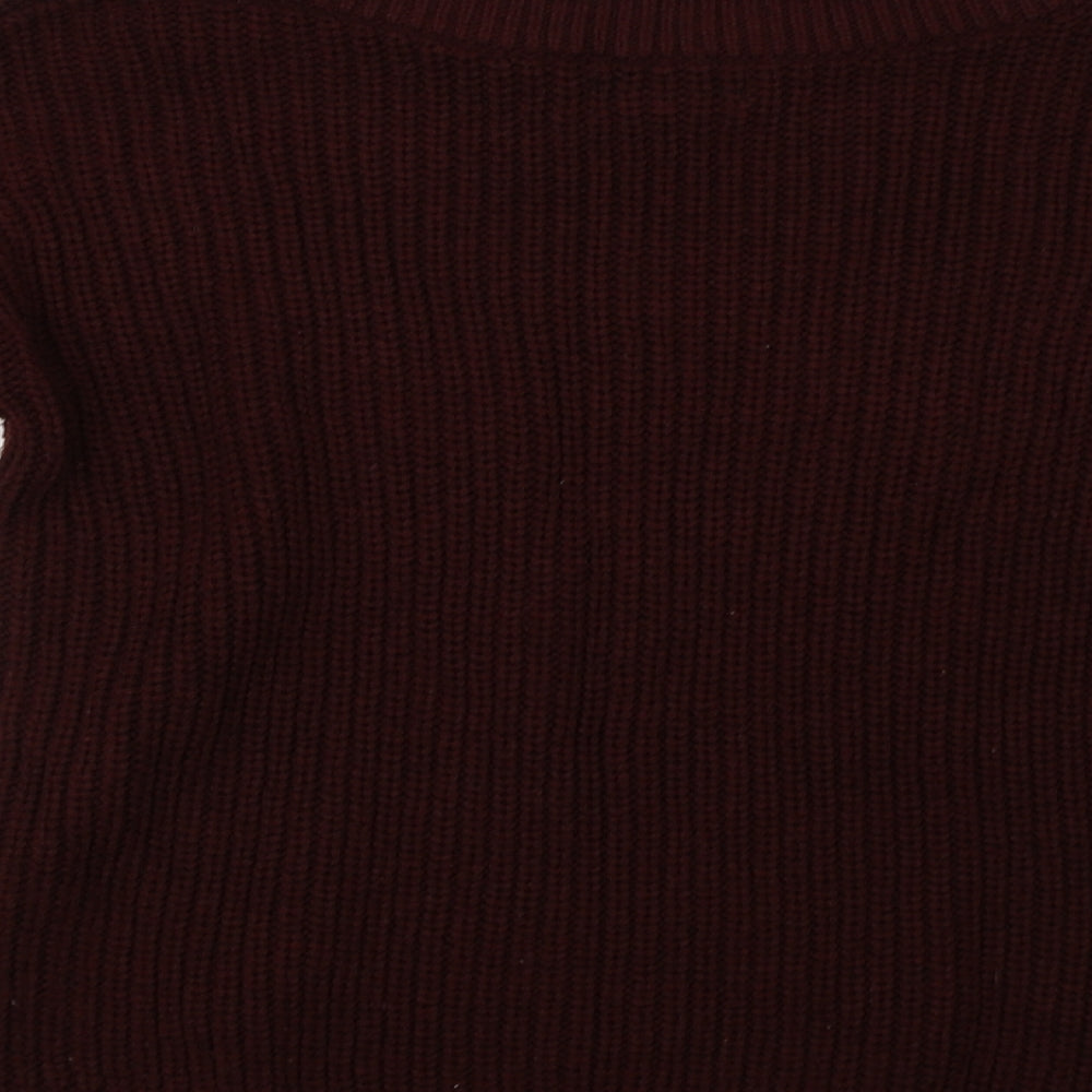 New Look Womens Red Knit Pullover Sweatshirt Size S