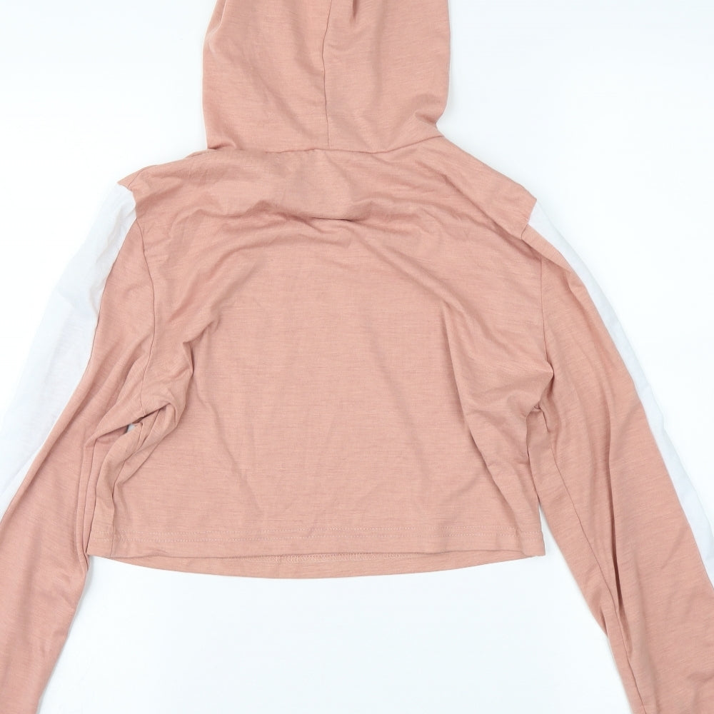 Preworn Womens Pink Pullover Hoodie Size M - Cropped