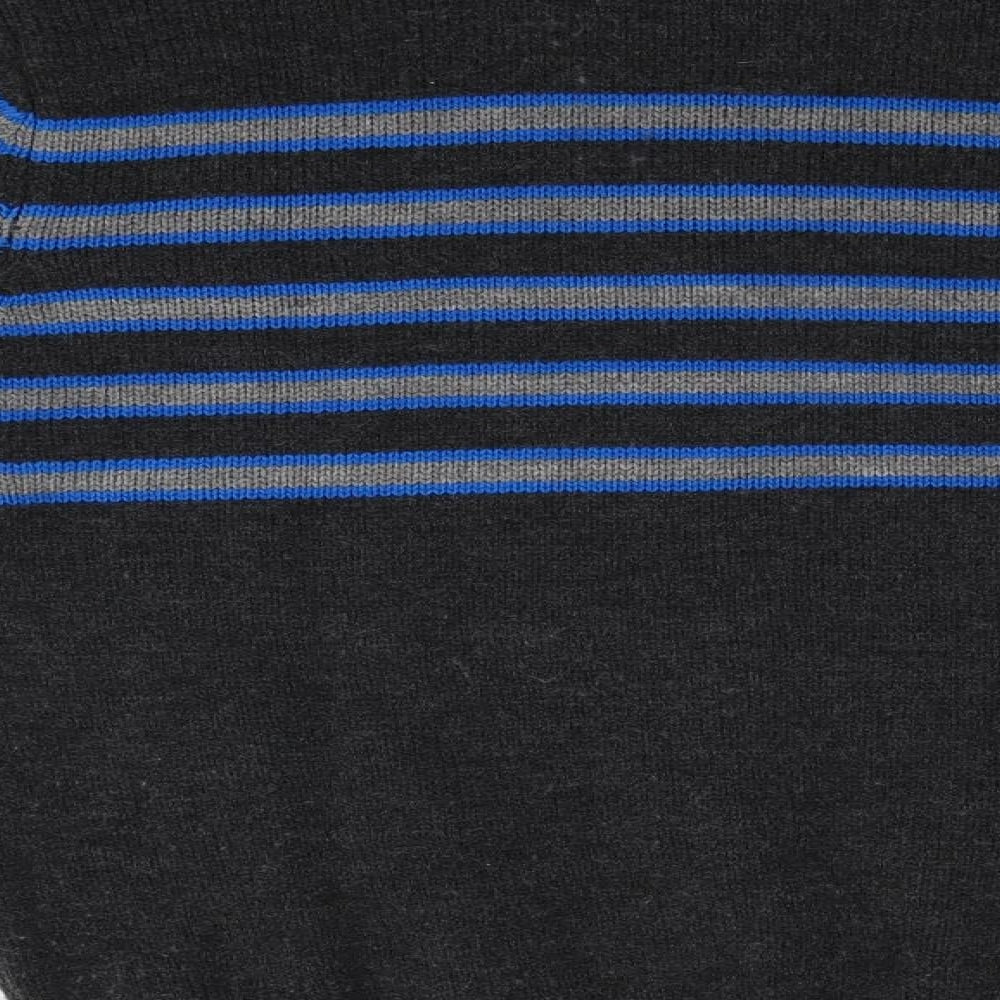 Studio Mens Grey Striped Pullover Jumper Size M