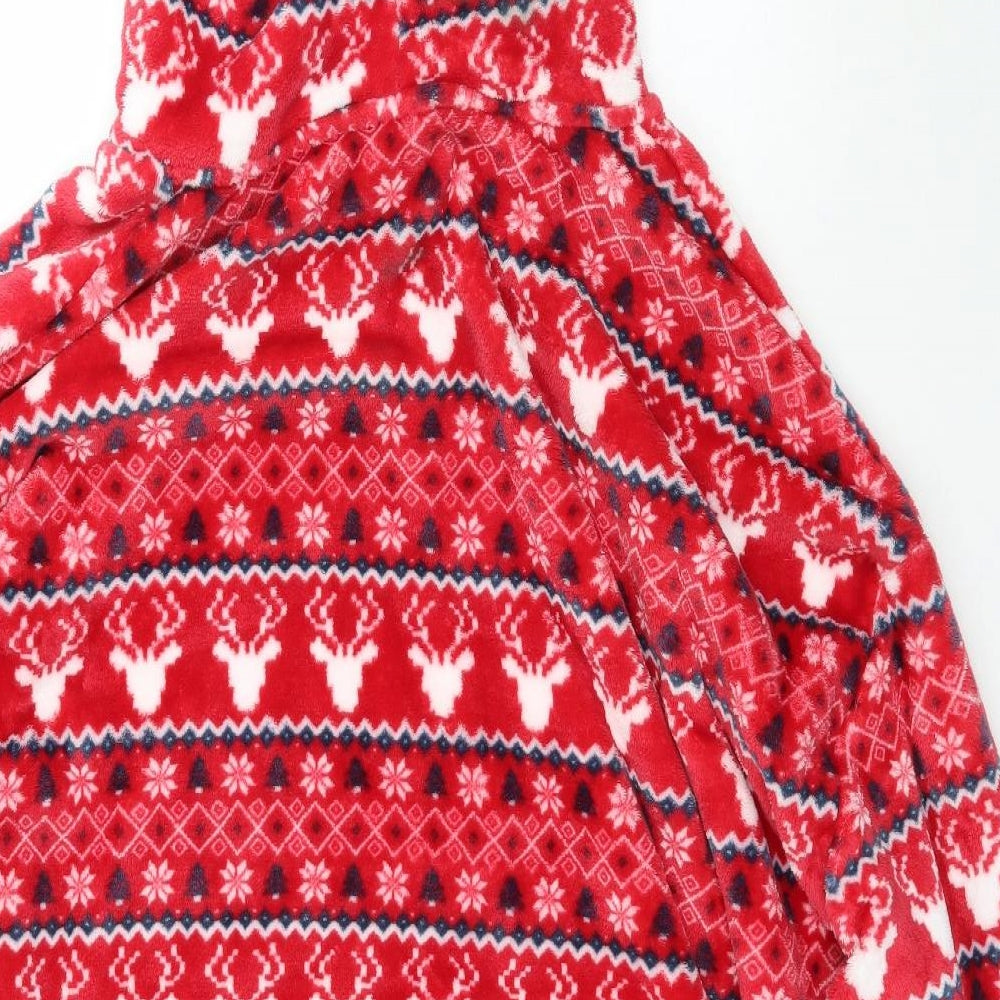 Primark Womens Red Fair Isle Top One Piece One Size - Christmas fluffy loungewear hoodie