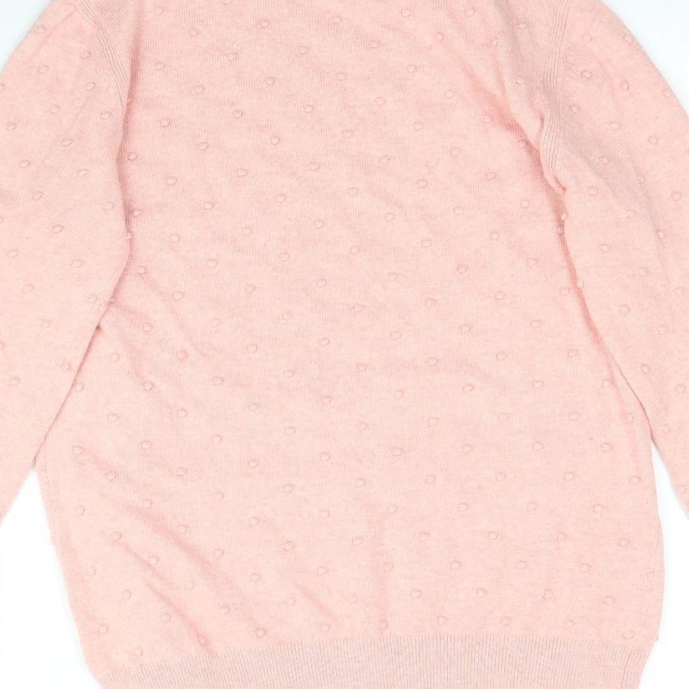 Country Casuals Womens Pink Polka Dot Knit Pullover Jumper Size S - Textured Polka Dot