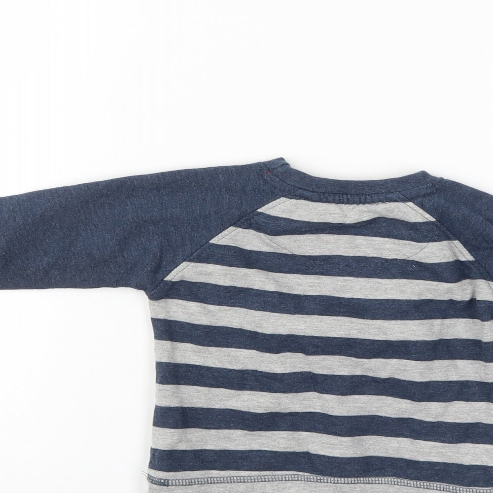 Little Rebel Boys Blue Striped Pullover Jumper Size 9-12 Months