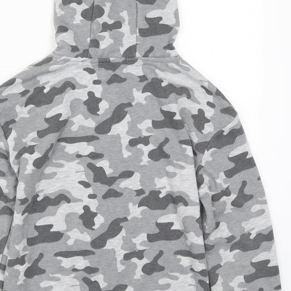 Primark Girls Grey Camouflage Pullover Hoodie Size 11-12 Years - Not my Problem Don't Care