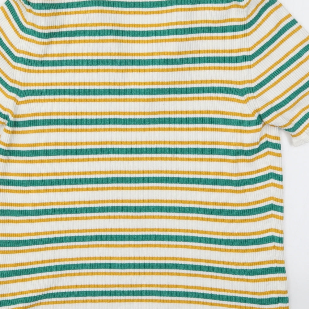 Next Womens Green Striped Knit Pullover Jumper Size L