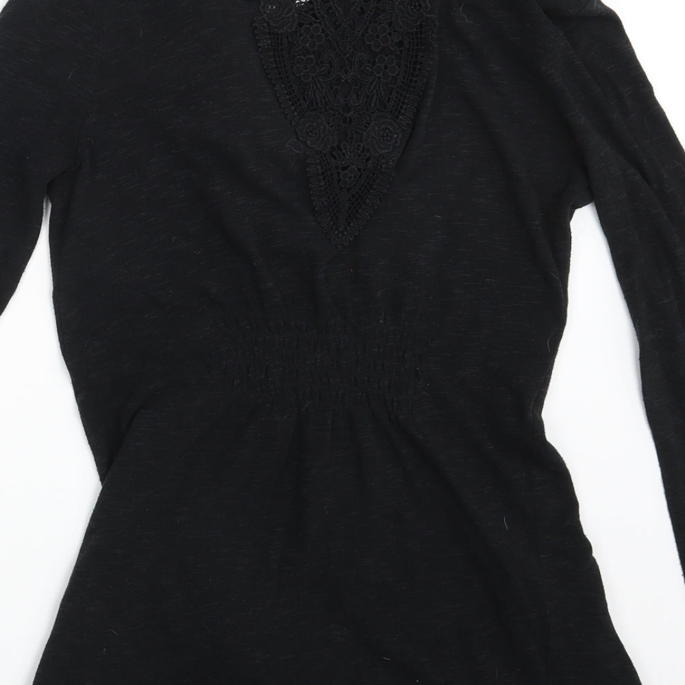 Eyeshadow Womens Black Floral Cardigan Jumper Size M