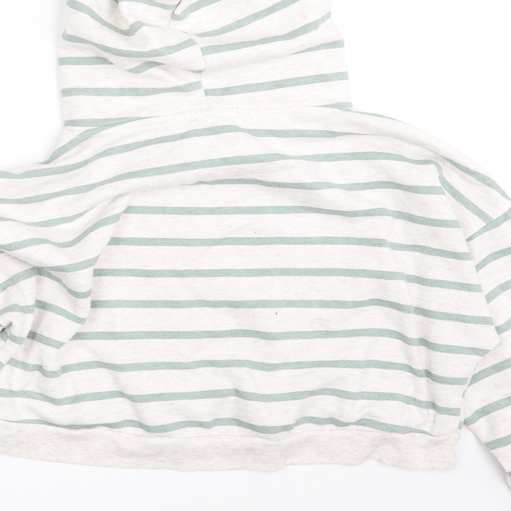 Primark Womens White Striped Pullover Hoodie Size 12