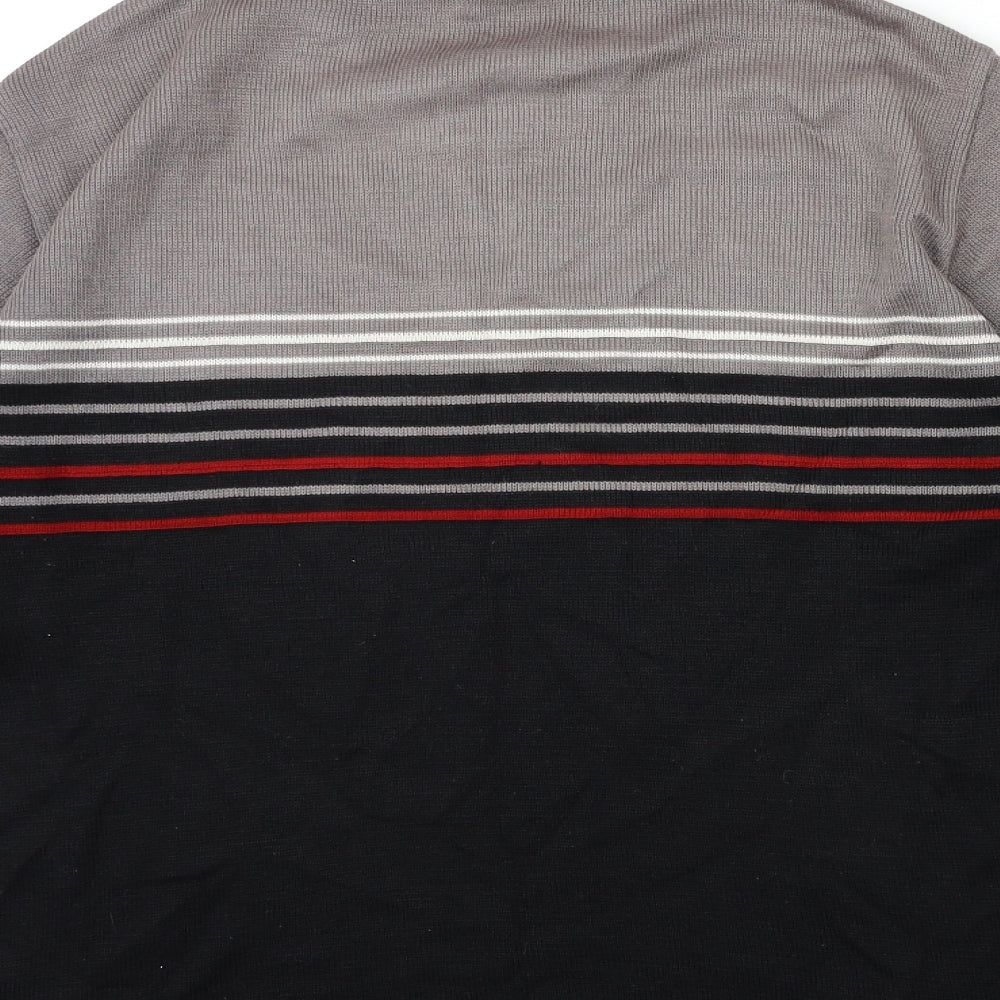 LOGG Mens Grey Striped Knit Pullover Jumper Size S