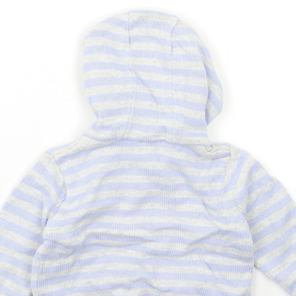 F&F Baby Blue Striped Cardigan Jumper Size 9-12 Months