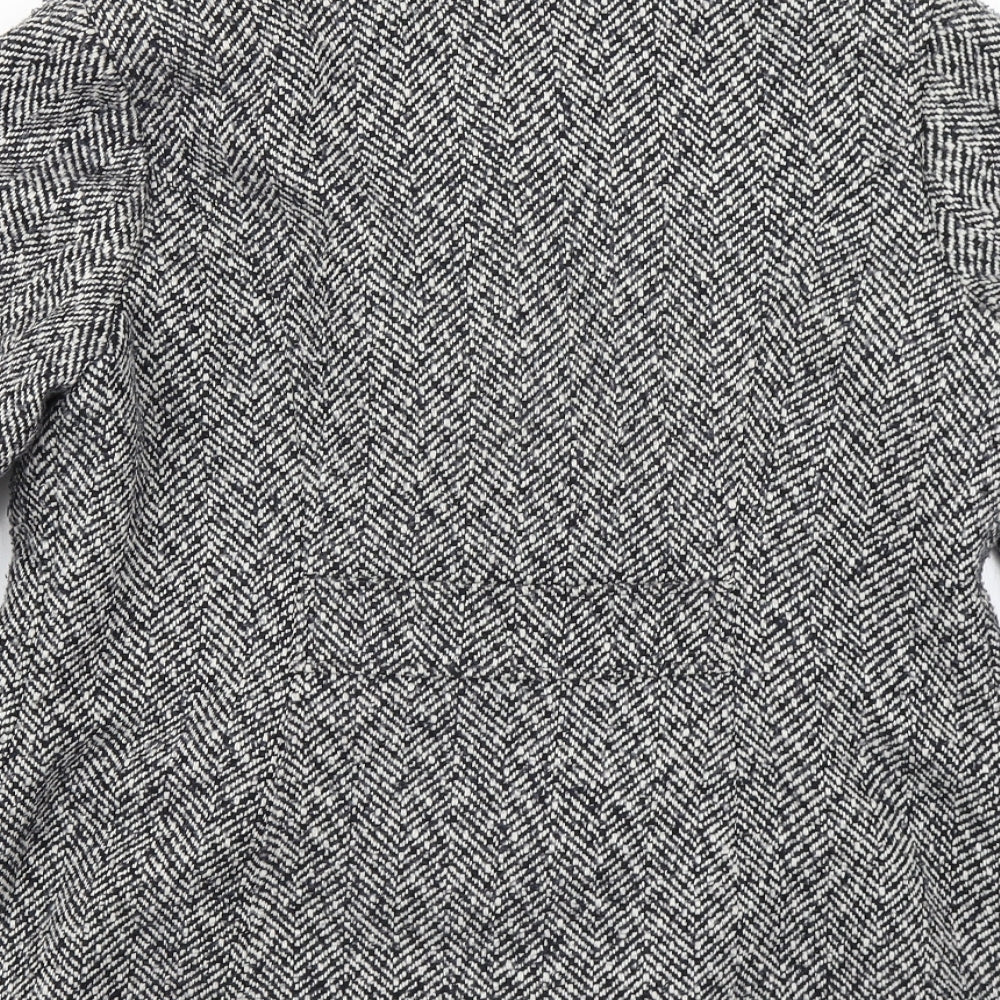 Classic Womens Grey Herringbone Overcoat Coat Size 12